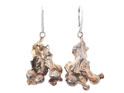Jewellery, EARRINGS, silver-plated algae