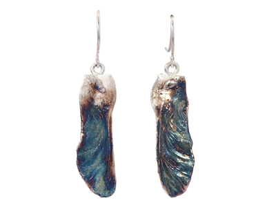 Jewellery, EARRINGS, silver-plated maple