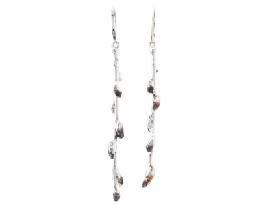 Jewellery, EARRINGS, silver-plated twig