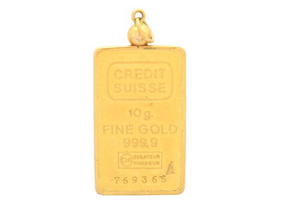 Jewellery, PENDANT, bar in 24K gold 10 g