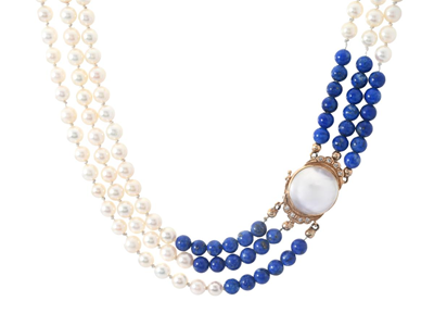 Jewellery, PEARL NECKLACE, 3 - strand