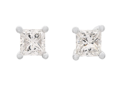 Jewellery, SOLITAIRE EARRINGS, 18K white gold