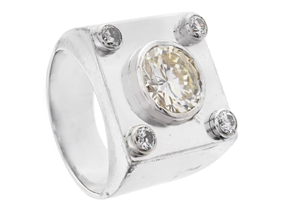 Jewellery, SIGNET RING, 14K white gold