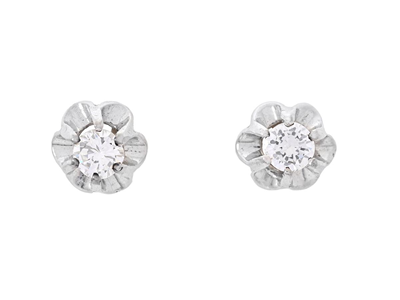 Jewellery, SOLITAIRE EARRINGS, 18K white gold