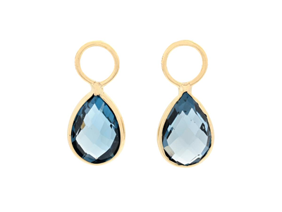 Jewellery, EARRINGS ATTACHMENTS, 18K gold with london blue topazes 12x8 mm