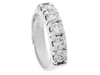 Jewellery, ETERNITY RING ,18K white gold, 5 brilliant cut diamonds 1,00 ctw according to engraving