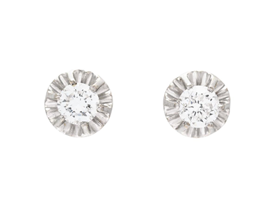 Jewellery, SOLITAIRE EARRINGS, 18K white gold