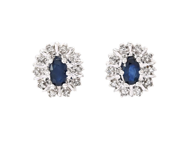 Jewellery, CLUSTER EARRINGS, 18K white gold