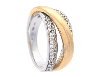 Jewellery, RING, 18K gold/white gold 50 brilliant cut diamonds according to engraving 0,35 ctw