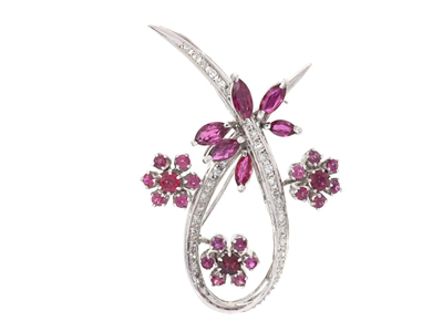 Jewellery, BROOCH, 18K white gold