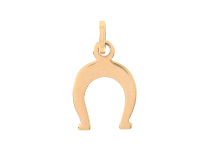 Jewellery, PENDANT 18K gold, motif with horse shoe height approx. 1,5 cm