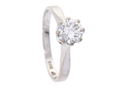 Jewellery, SOLITAIRE RING, 18K white gold