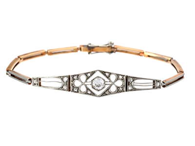 Jewellery, BRACELET, platina/14K gold
