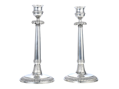 Silverware, JOHAN PETTER GRÖNVALL, one pair candlesticks