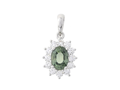 Jewellery, CLUSTER PENDANT, 18K white gold