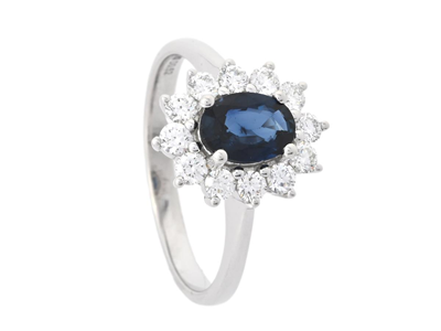 Jewellery, CLUSTER RING, 18K white gold