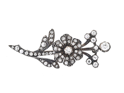 Jewellery, BROOCH. silver, glass