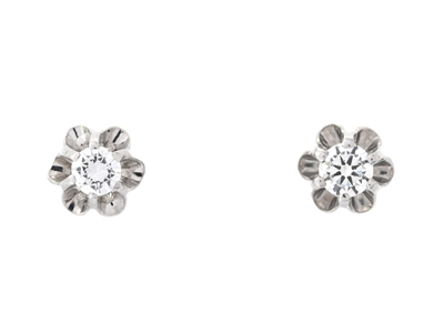 Jewellery, SOLITAIRE EARRINGS, 18K white gold
