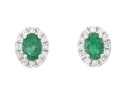 Jewellery, CLUSTER EARRINGS, 18K white gold