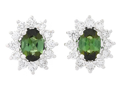 Jewellery, CLUSTER EARRINGS, 18K white gold