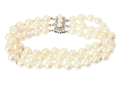 Jewellery, PEARL BRACELET, 3-strand