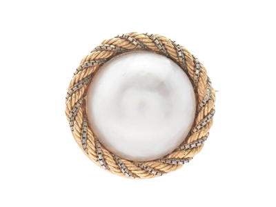 Jewellery, PÄRLBROSCH, 18K gold/white gold