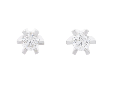 Jewellery, SOLITAIRE EARRINGS, 18K white gold