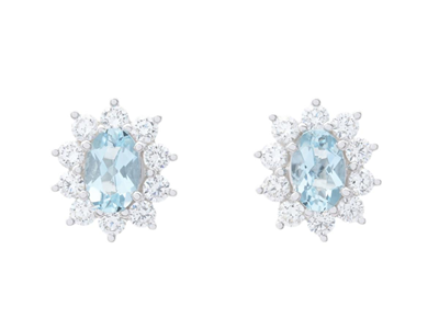 Jewellery, CLUSTER EARRINGS, 18K white gold