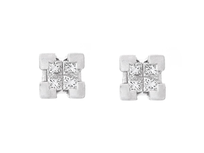 Jewellery, SOLITAIRE EARRINGS, 18K white gold