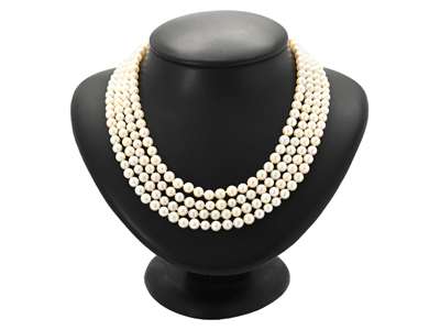 Jewellery, PEARL NECKLACE, 4-radigt