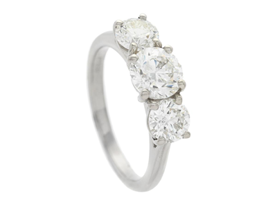 Jewellery, THREE STONE RING, platinum