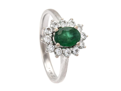 Jewellery, CLUSTER RING, 18K white gold