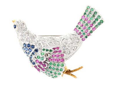 Jewellery, BROOCH, silver and 14K gold