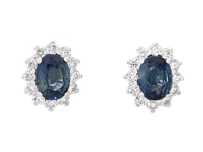 Jewellery, CLUSTER EARRINGS, 18K white gold