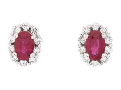 Jewellery, CLUSTER EARRINGS, 18K white gold