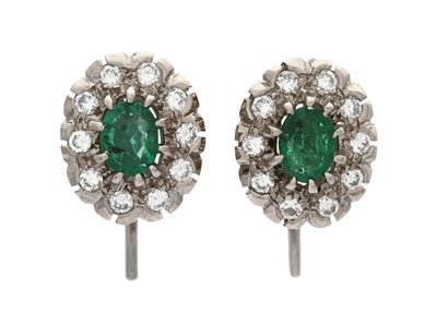 Jewellery, CLUSTER EARRINGS, 18K white gold