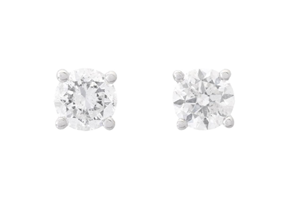 Jewellery, SOLITAIRE EARRINGS, 18K white gold