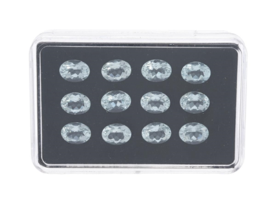 Gemstones, AQUAMARINES, 12 items oval cut