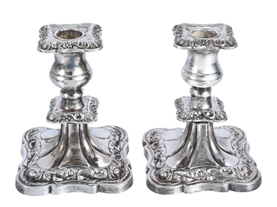 Curio, 2 CANDLESTICKS, silver plated