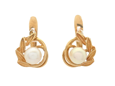 Jewellery, EARRINGS, 18K gold with cultured pearls 4,8 mm