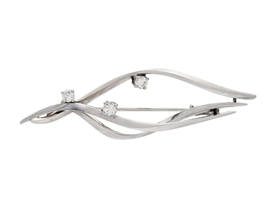 Jewellery, BROOCH, 18K white gold
