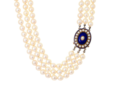 Jewellery, PEARL NECKLACE, 3- strand