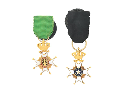 Medals, 2 MINIATURES, 18K gold