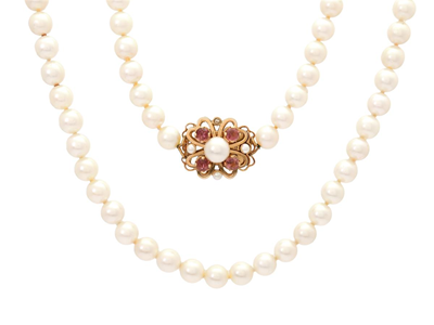 Jewellery, PEARL NECKLACE, cultured salt-water pearls approx. 7,0 mm