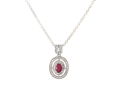 Jewellery, PENDANT WITH CHAIN, 18K white gold