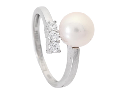 Jewellery, PEARL RING, 18K white gold