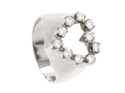 Jewellery, RING, heart,14K white gold
