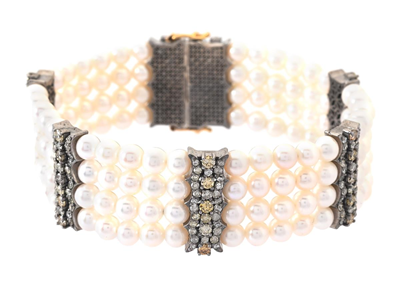 Jewellery, PEARL BRACELET, silver/14K gold