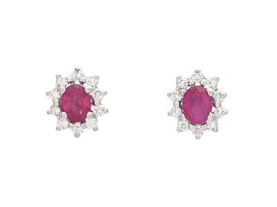 Jewellery, CLUSTER EARRINGS, 18K white gold