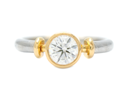 Jewellery - SINGLE STONE RING, 18K white gold/gold - View 1